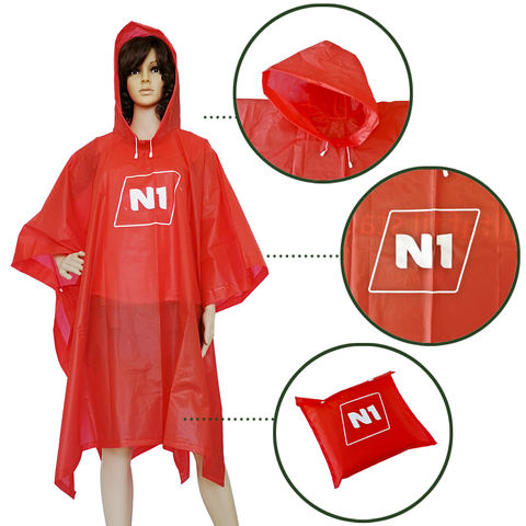 Waterproof Super Thick Eco-friendly Red Hooded Rain for Poncho for Adults Girls Made of Plastic EVA PEVA Material