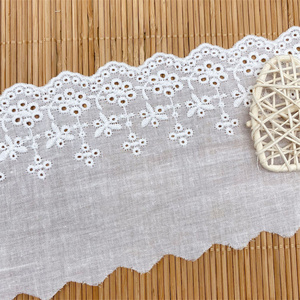 Bán Buôn Chất Lượng Cao Thêu Biên Giới Trims T/C Ren Trim 10Cm Rộng Sang Trọng Màu Trắng Thêu Bông Ren Trim - Product Image 3