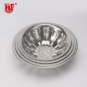 Vaisselle en gros, assiettes, ensemble de pates et bols en acier inoxydable, ensemble de plateau rond en métal en vrac pour la maison, l'école - Product Image 2