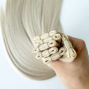 Éticamente procedente de mujeres jóvenes donantes Coletas completas Invisible Micro Bead Weaving Genius Wefts Double Drawn Platinum <span class=keywords><strong>Blonde</strong></span> - Product Image 3