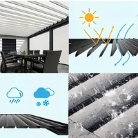 Pergola entièrement en aluminium avec toit à lames orientables manuellement pour la protection contre le vent et la pluie, idéale pour jardin, gazebo, auvent, cadre thermolaqué.