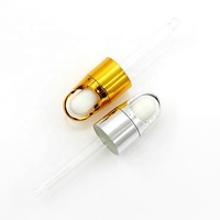 Capuchon compte-gouttes électroplaqué finition or et argent, revêtement UV, bulbe en silicone blanc, pipette en verre pour flacon de sérum ou d'huile essentielle