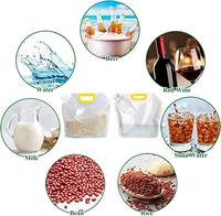 Poche souple pliable portable à bec verseur de grande capacité (3,5 litres/gallon) pour le stockage de liquides (huile, bière, jus, boissons) et aliments, avec impression hélio
