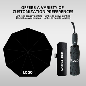 Parapluie pliant personnalisé anti-vent compact avec logo – Parapluie automatique double auvent pour cadeaux d'affaires - Product Image 3