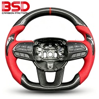 Volant en cuir et fibre de carbone forgée à 3 branches, 35 mm, avec garantie d'un an pour Dodge Challenger SRT Charger 2014-2019