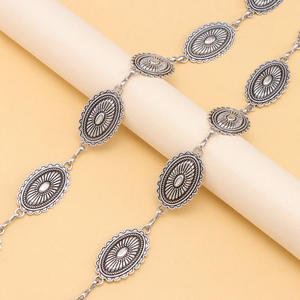 Ceinture de taille en chaîne de style ethnique rétro japonais, en argent vieilli gaufré, pour femme, chaîne de corps vintage en métal, usage quotidien - Product Image 4