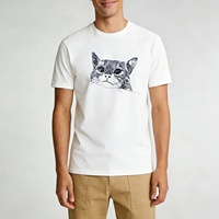 T-shirt vintage original chinois tendance à manches courtes et col rond, motif animalier mignon 234, coupe ample, épaules classiques, pour couple