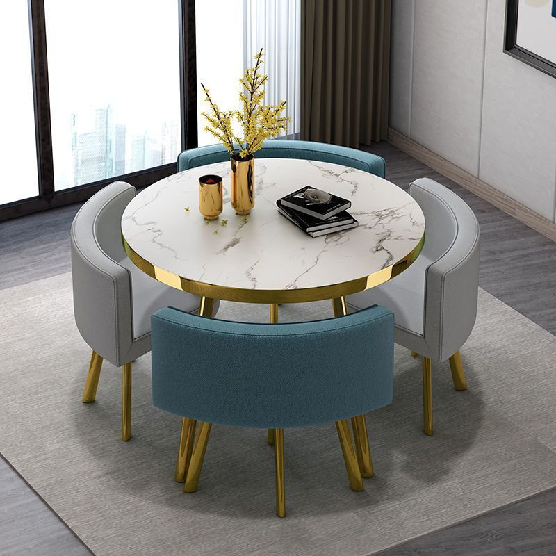 White leather art-one table and four chairs