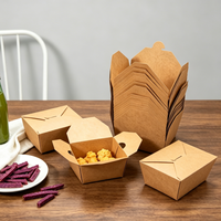Boîte à emporter en papier kraft imprimé sur mesure, résistante à l'huile, pour emballer des en-cas frits, pour la restauration, emballage alimentaire