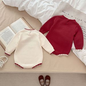 Combinaison en tricot pour bébé fille, motif fraise, vêtements d'automne et d'hiver, tenue tricotée - Product Image 2