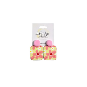 Orecchini pendenti dipinti con disegno floreale giallo rosa, 12 pezzi, gioielli alla moda - Product Image 1