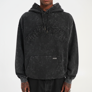 Sudadera con capucha de gran tamaño de peso pesado personalizada de fabricante para hombre Sun Faded Acid Wash Print Sudadera con capucha de hombro caído de alta calidad para invierno - Product Image 1