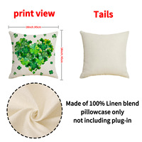 Housse de coussin imprimée lettres vertes et trèfles, taie d'oreiller en lin respirant pour canapé, nouveauté