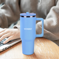 Gobelet de voyage isotherme à double paroi en acier inoxydable 304 sans BPA de 40 oz avec paille et poignée, maintien thermique de 12 à 24 heures