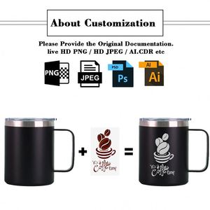 Custom Logo Printed 12oz Stainless Steel Double Insulated Thermal Camping Travel Corporate Activity Business Gift <b>Coffee</b> Mug - Product Image 2