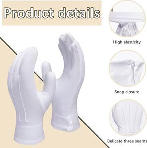 Guantes Blancos Personalizados para Hombre y Mujer con Cierre a Presión, Guantes de Uniforme para Desfiles, Disfraces, Servicio Personalizado, Funerales, Trajes Formales, Guardias - Product Image 2