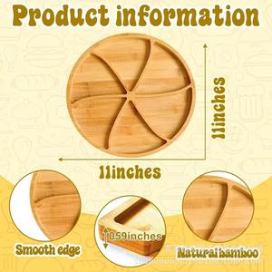 Wooden Round Compartmentalized <b>Tray</b> For <b>Snacks</b> Cheese Party Serving Desktop Storage Multifunctional Food Safe - Product Image 4
