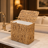 Corbeille à déchets en jacinthe d'eau tressée à la main, écologique et durable, avec couvercle, grande capacité, diffuseur d'arômes pour la maison, l'hôtel et l'espace de vie