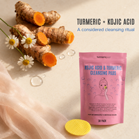 Tampons nettoyants à l'acide kojique et au curcuma, marque privée, tampons exfoliants moussants à la vitamine C pour le visage, pour les taches brunes et un nettoyage en profondeur