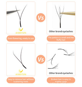 Cils YY faits à la main, greffés à la racine, ultra doux, à floraison automatique pour un effet courbé, beauté 6D, salon de beauté - Product Image 5