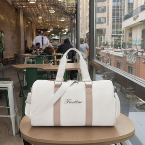 High Quality Eco Friendly Fashion <strong>Large</strong> Leather Canvas Weekender Duffel Bag with Zipper Closure Unisex - Product Image 5