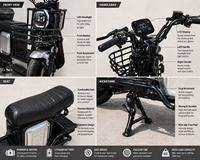 Moto électrique tout-terrain 1000W avec phare LED pour la conduite nocturne, deux-roues électrique