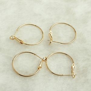 Pendientes de aro de Latón chapado en oro auténtico de 14 quilates para mujer, pendientes de aro de oro de moda de 25mm 30mm 35mm, gran regalo - Product Image 1