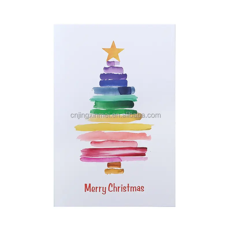 Новогодние праздничные принадлежности, Рождественская серия, открытка с сообщениями, ручная роспись, акварель, Рождественская елка, поздравительные открытки, бумага
