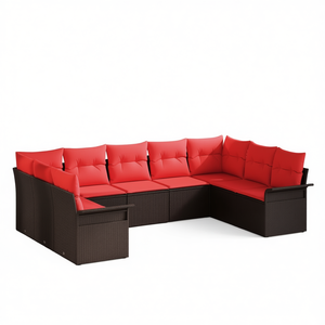 Brown Poly Rattan Garden <b>Sofa</b> <b>Set</b> With Cushions Outdoor Furniture Contemporary Style - Product Image 1