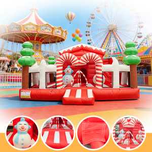 Château gonflable sur le thème de Noël commercial, décoration en forme de canne à sucre, aire de jeux pour enfants en plein air, matériau PVC, installation facile, couleur personnalisée - Product Image 4
