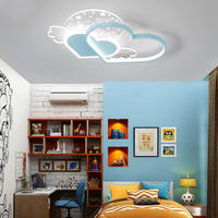 Plafonnier LED moderne en forme de cœur rose, avec ailes d'ange, pour chambre d'enfant, décoration féerique, vente en gros