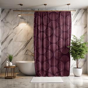 Cortina <span class=keywords><strong>de</strong></span> Ducha con Estampado Art Deco <span class=keywords><strong>de</strong></span> Ciruelo Oscuro, Impermeable, <span class=keywords><strong>Antimoho</strong></span>, con Ojales Metálicos, Personalizable, Decoración <span class=keywords><strong>de</strong></span> Lujo para <span class=keywords><strong>Baño</strong></span> - Product Image 1