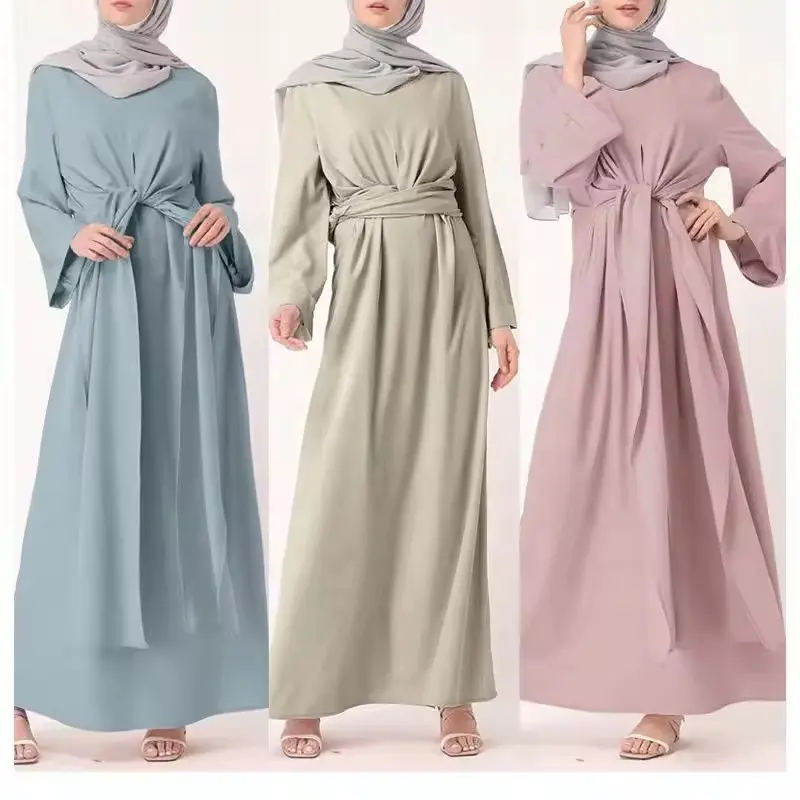 Grosir 2024 pakaian Islami de dubai Turki Lebaran abaya kleid aliran femmes jubah musulmane sederhana untuk wanita muslim