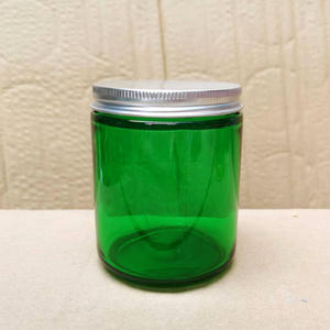 Bougeoir en verre vert ambré avec couvercle en aluminium Pot en verre simple <span class=keywords><strong>fauve</strong></span> Contenant à bougie en verre transparent givré - Product Image 3