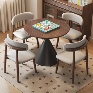 Vintage Style Solid Wood Dining <strong>Table</strong> <strong>Small</strong> Sized Round <strong>Table</strong> French Black Walnut Round <strong>Table</strong> <strong>and</strong> <strong>Chair</strong> <strong>Set</strong> - Product Image 5