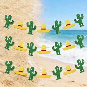 Bandiera Messicana a Forma di Cactus, Ecologica e Alla Moda, in Feltro, per Feste Estive, Decorazioni per Vacanze, Vendita All'Ingrosso - Product Image 2