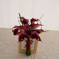 Fleur de Calla artificielle rose-rouge en EVA, style vintage et de niche, faite à la main, réaliste et souple, 8 pieds, pour mariage, style chinois, pour photos de mariée