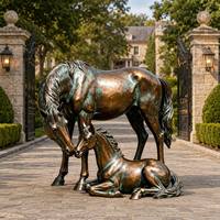 Sculpture de famille de chevaux en bronze coulée à la main personnalisable - Art extérieur, statue en bronze