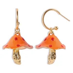 Hot Dream Cute 3D Oil-dripping Mushroom Earrings Girls Colorful Drop Oil Mushroom Earrings For Women