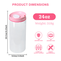 Gobelet isotherme personnalisé de 24 oz à double paroi, en acier inoxydable, pour voyage, vente en gros