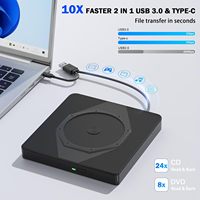 Unidad de DVD Externa USB 3.0 Tipo-C, Grabadora de CD/DVD Portátil, Lector/Grabador RW para Laptop, PC de Escritorio, Windows, Linux, MacOS