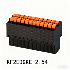 Bloque de Terminales Enchufable KF2EDGKE-2.54mm, Paso de 2.54mm, 2 Pines, 28-20AWG, 150V, 5A, Conexión por Resorte, Cobre Niquelado, Negro Naranja, 8mm - Product Image 1