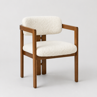 Fauteuil de salle à manger Boucle avec accoudoirs en bois, structure en bois massif, style moderne du milieu du siècle, chaise rembourrée pour villa, hôtel, restaurant