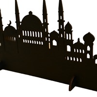 Ornement en bois en forme de mosquée, décoration de table islamique musulmane pour le Ramadan et l'Aïd Moubarak, décoration de fête Ramadan Kareem découpée au laser