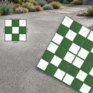 Carreaux de sol en porcelaine émaillée numérique aspect granit vert 400x400mm, sol extérieur résistant pour parking - Product Image 6