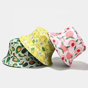 Chapeau de Protection solaire pour hommes et femmes, créatif, toutes sortes de nouveaux motifs de fruits en plein air, décontracté, seau en toile