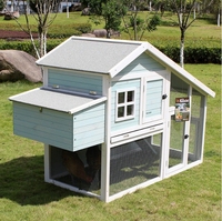 Clapier à lapins et poulailler de luxe Cage à lapins en bois intérieure et extérieure avec fermeture à bouton et toit étanche de grande taille