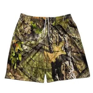 Streetwear Wholesale Custom 5 Inch Inseam Cargo Gym Basketball Sublimation Men's Camouflage Polyester Mesh Camo Shorts