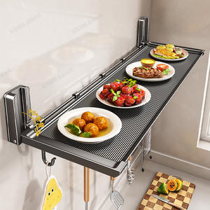 Étagère murale pliable pour cuisine 110-006, étagère de rangement multifonctionnelle pour servir des plats, aucun perçage requis - Product Image 2