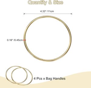 Uxcell Pcs Metal Purse Handle Round <b>Handbag</b> Ring Buckle Bag Handle Replacement For DIY Handmade Woven Bag Luggage Hardware Acces - Product Image 2
